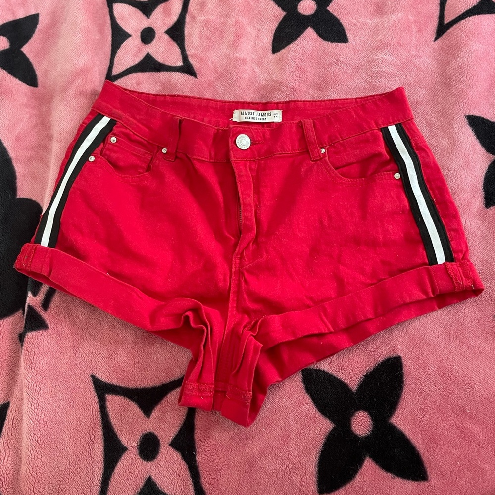 Almost Famous Red High Rise Jean Shorts